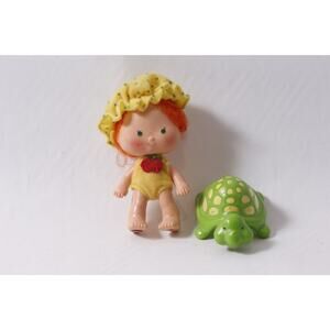 1980s Strawberry Shortcake Apple Dumplin w Tea Time Turtle FLAW ~ 260413-WH 1065